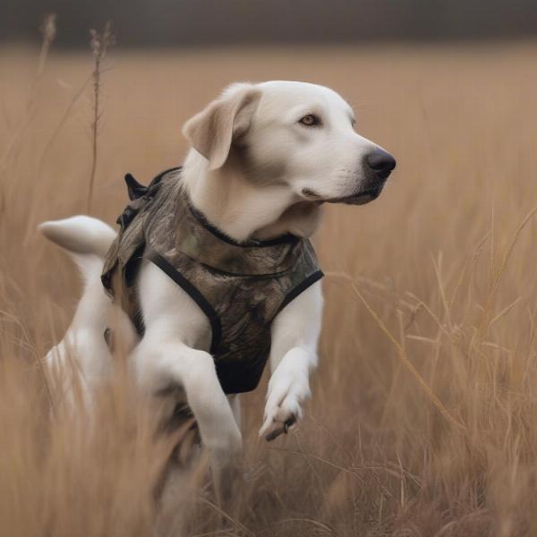 Hunting Dog with Camo Gear