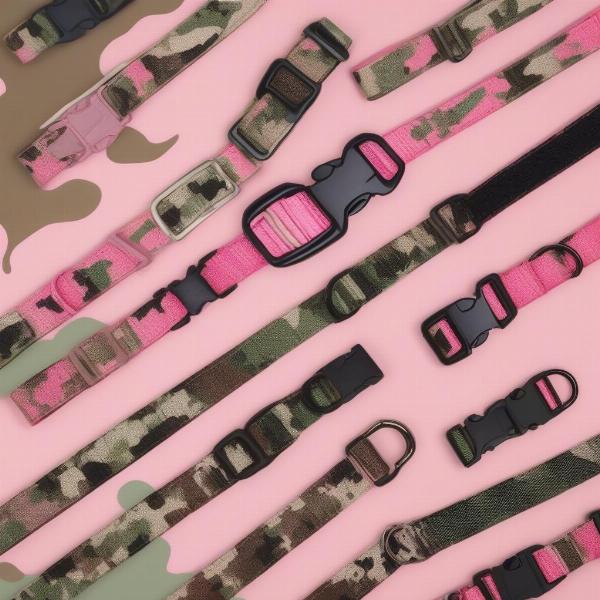 Camo and Pink Dog Collars in Different Sizes