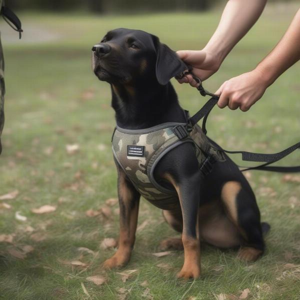 Camouflage Dog Harness Fitting