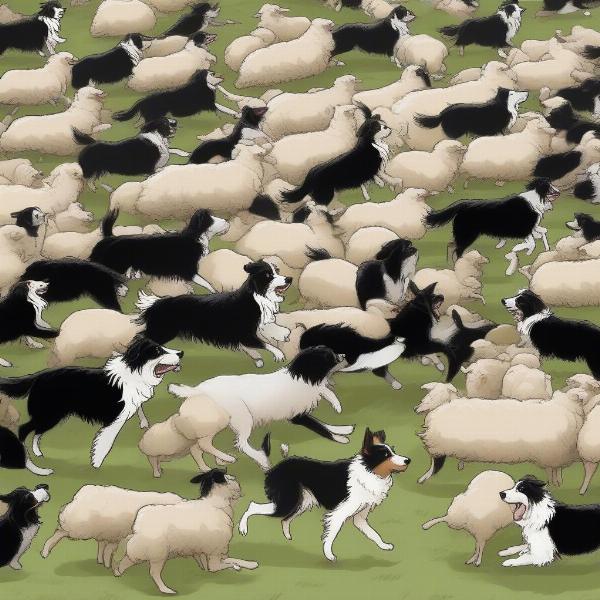 Dogs Herding Sheep: A Display of Canine Teamwork