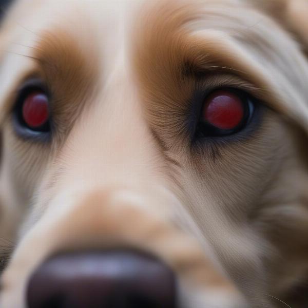 Close-up of a dog's eye showing redness and irritation