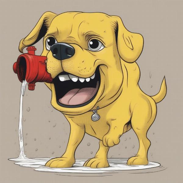 Cartoon Dog Lifting Leg and Peeing