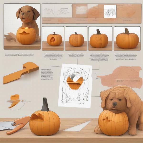 Carving a Dog Pumpkin with Tools