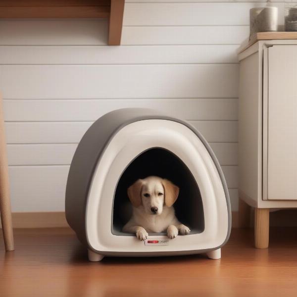 Ceramic dog house heater providing warmth