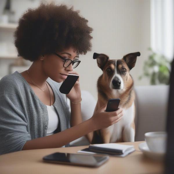 Pet owner checking references for a potential dog sitter in Albany