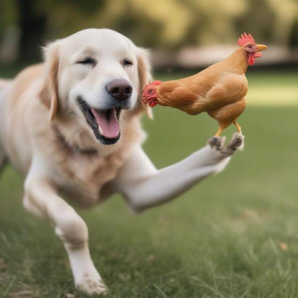 Dog enjoying chicken treats