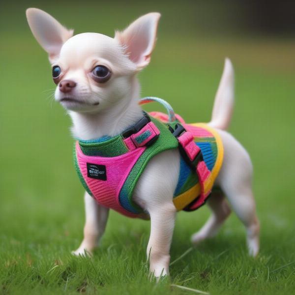 Chihuahua puppy in a harness