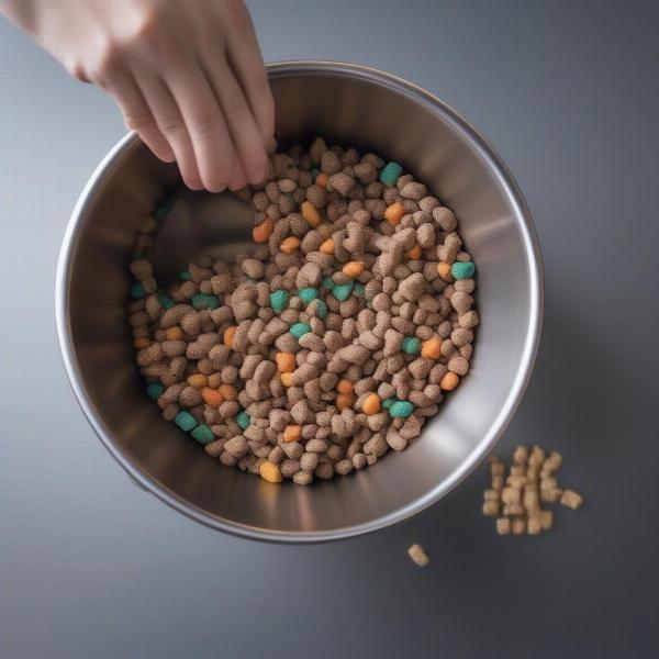 Chimo dog eating healthy dog food from a bowl