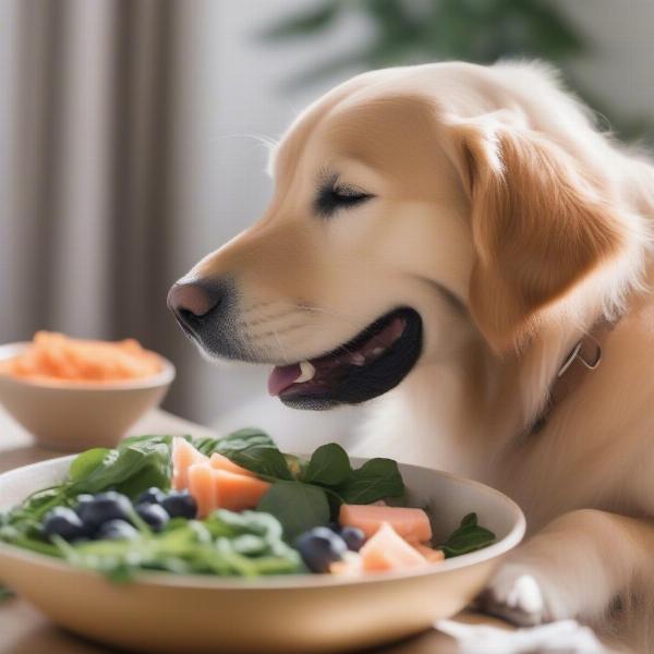 Dog eating anti-inflammatory food