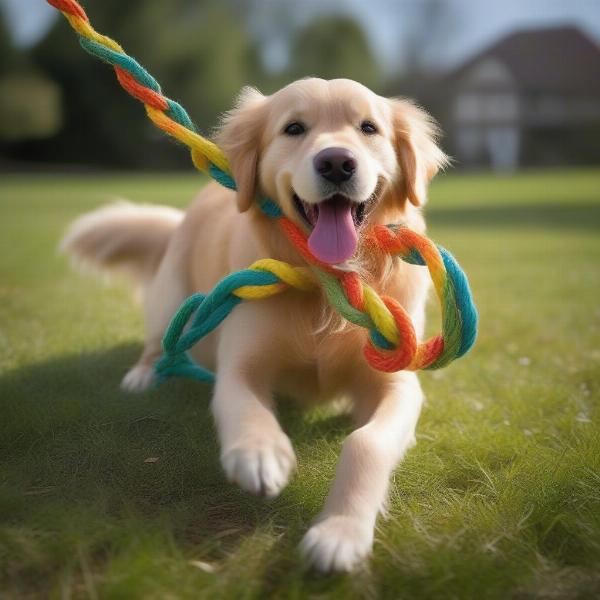 Dog playing with a toy