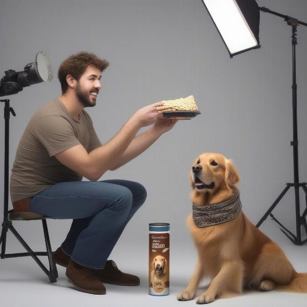 Dog posing for an advertising photoshoot