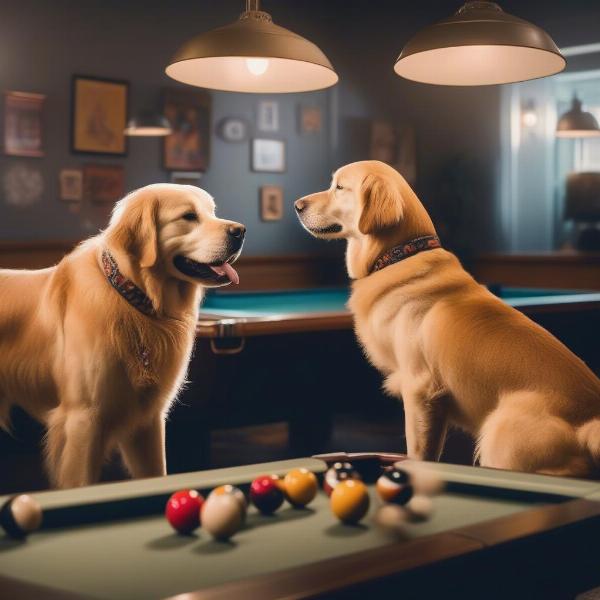 Dogs Playing Pool