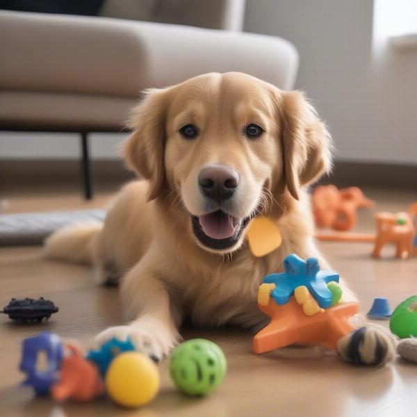 Dog Playing with Toys