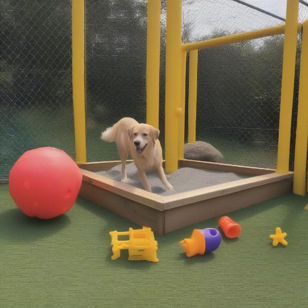 Dog playing in outdoor run