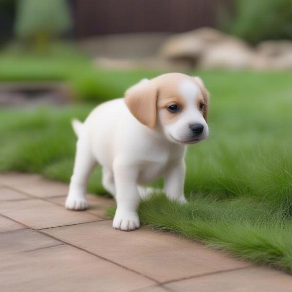 Puppy going potty outdoors