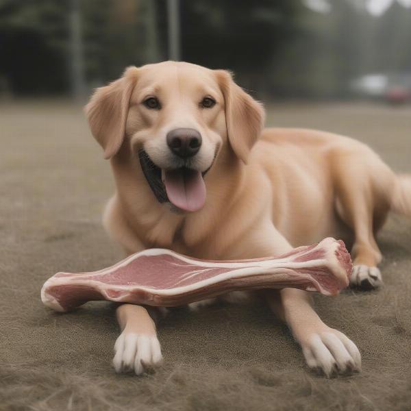 Dog chewing a bone