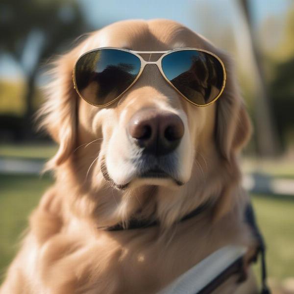 Dog wearing sunglasses