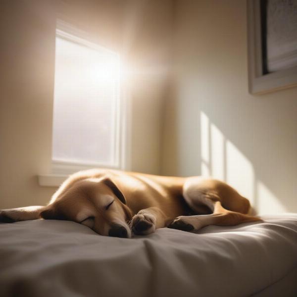 Dog sleeping in a warm room