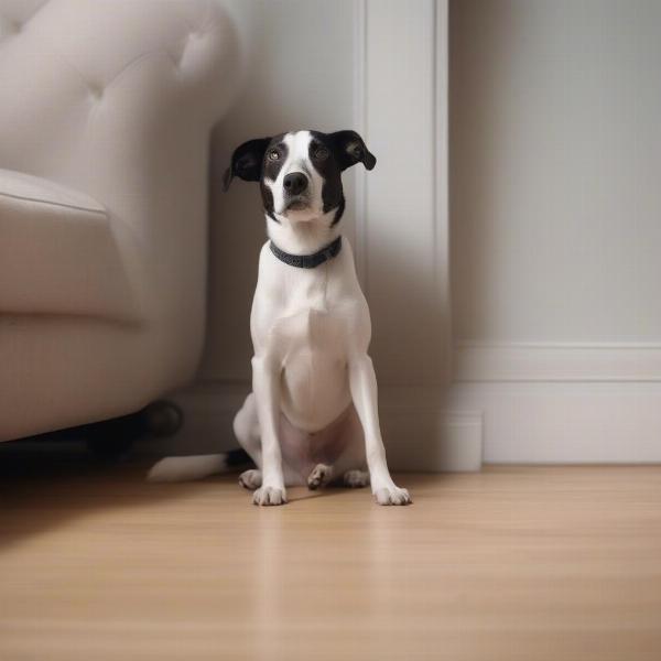 Dog looking longingly at a sofa