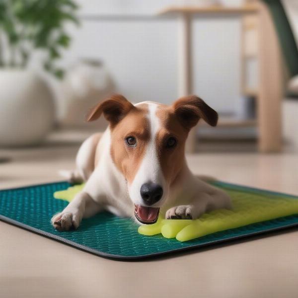 Dog using a pee mat