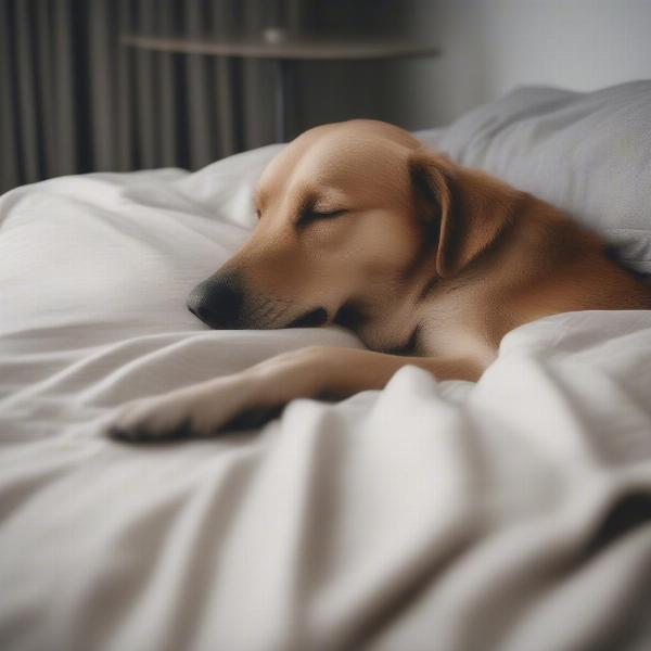 Dog and owner sharing a bed