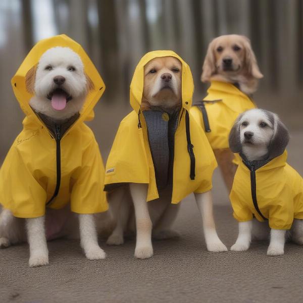 Choosing a yellow rain jacket for a dog