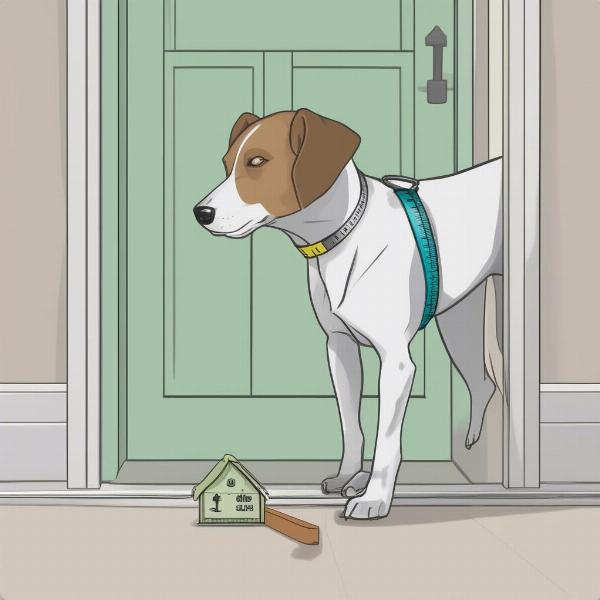 Choosing the right size dog door by measuring dog's shoulder height and chest width