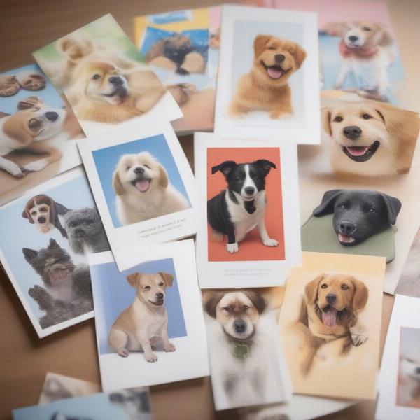 Choosing a Greeting Card from the Dog