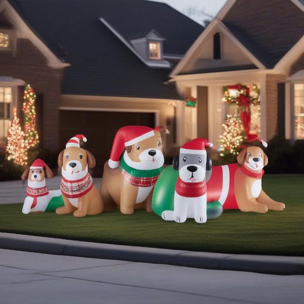 Christmas Dog Inflatable Outdoor Decor