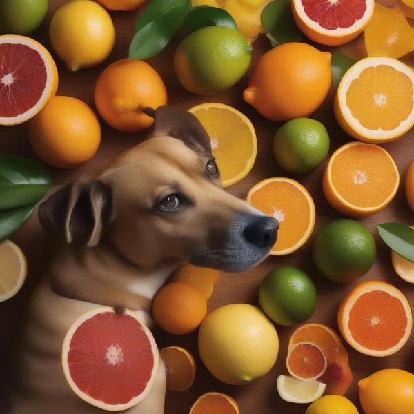 Citrus fruits deterring dogs