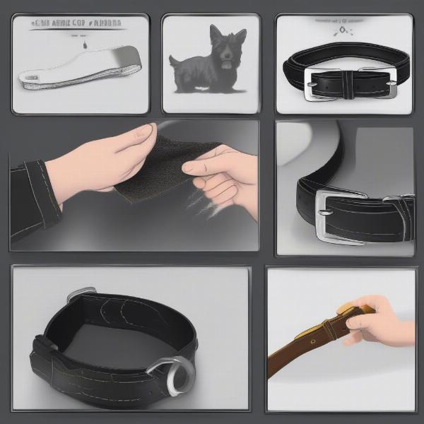 Cleaning a black leather dog collar