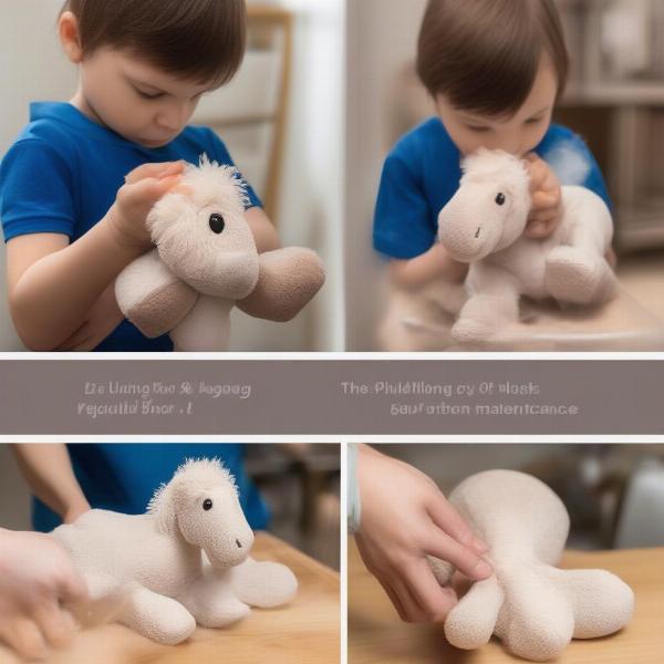 Cleaning a dog's plush horse toy