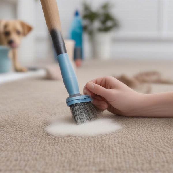 Cleaning dog vomit from a carpet