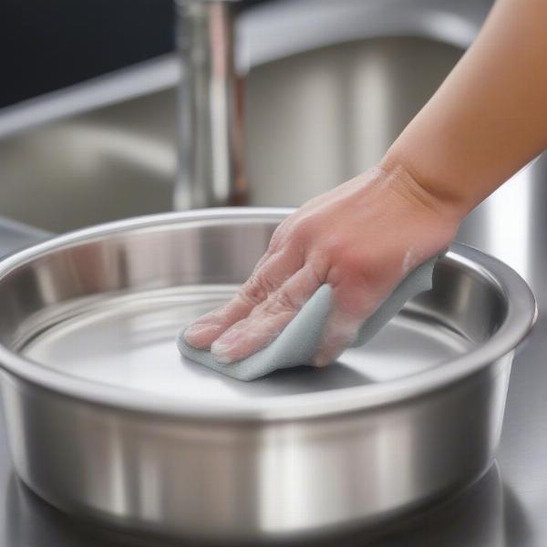 Cleaning an elevated dog bowl