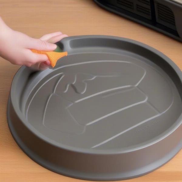 Cleaning a magnetic dog bowl mat