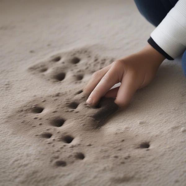 Cleaning muddy dog paws on a carpet