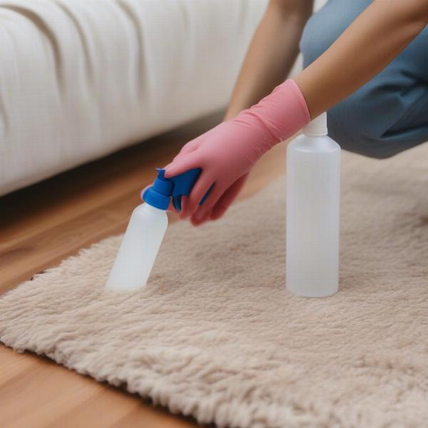 Cleaning a urine stain with vinegar solution