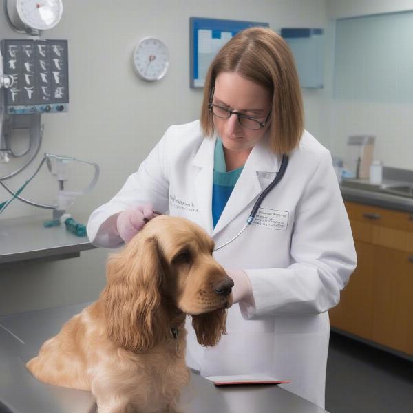 Cocker Spaniel Stud Dog undergoing a health check