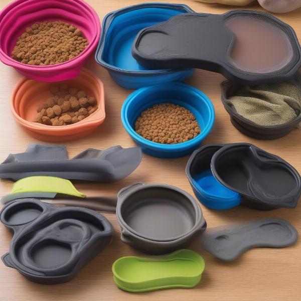 Collapsible dog bowls in various sizes and colors