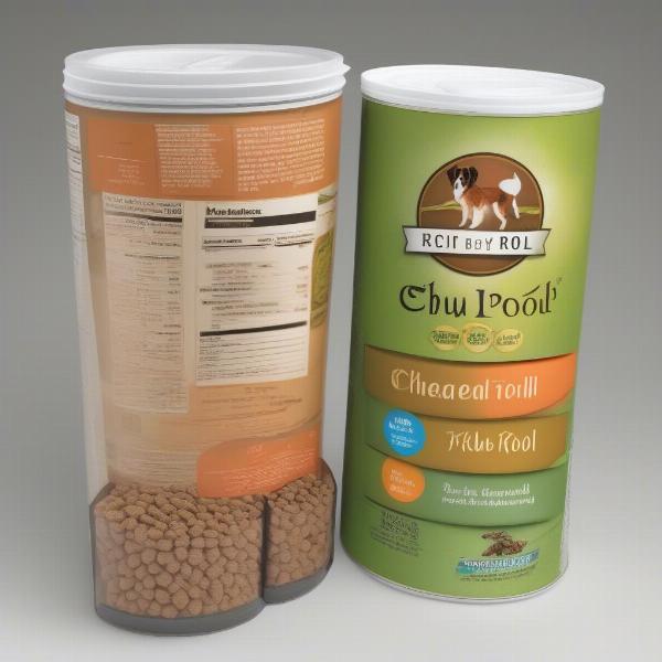 Comparing the labels of different dog food options