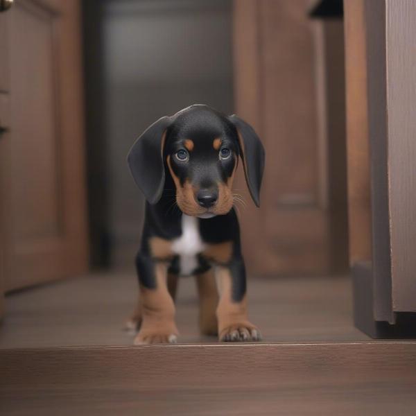 Coon Dog Puppy at Home