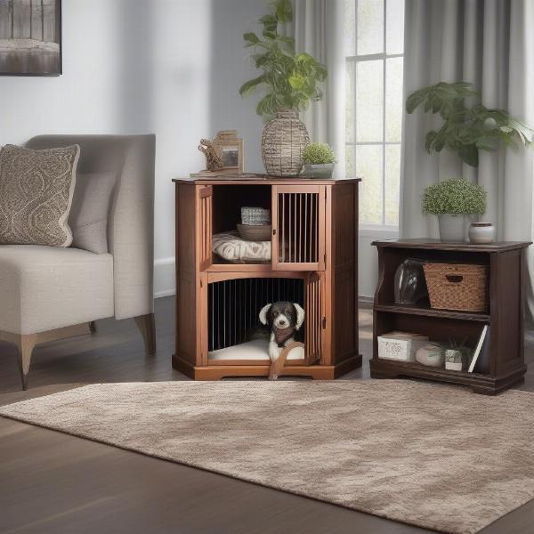 Different styles of corner dog crate furniture