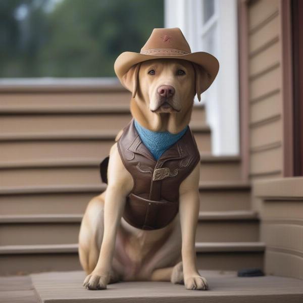 Dog Wearing a Safe Cowboy Costume