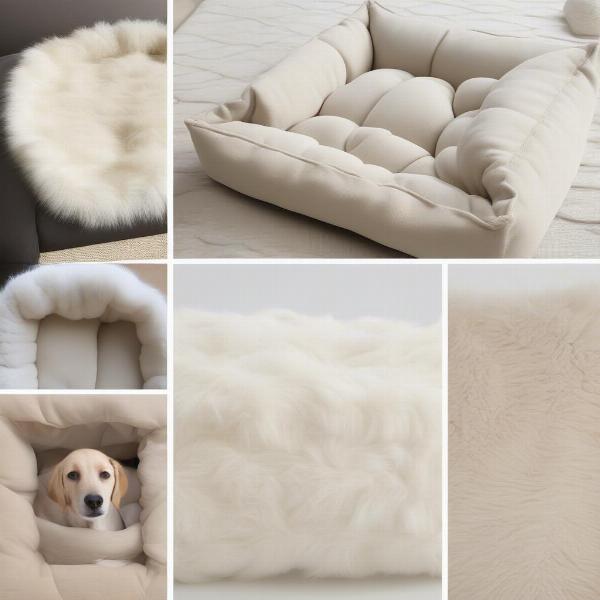 Cream dog beds made from different materials