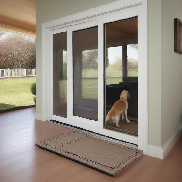 Sliding glass door with integrated dog door