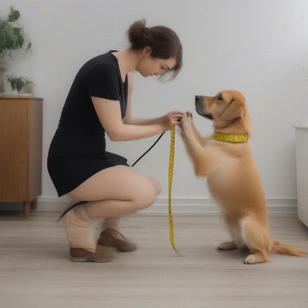 Dog Being Fitted for a Cupcake Dog Costume