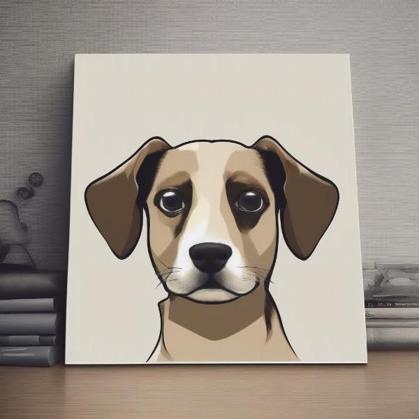 A customized dog canvas print with the dog's name and a paw print design