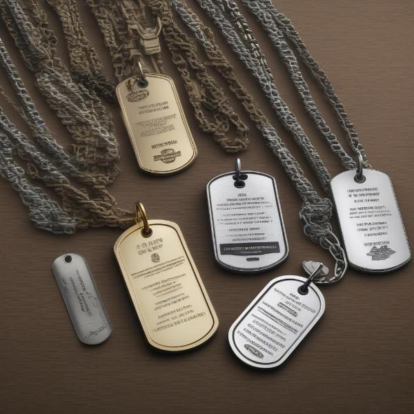 Customized dog tags with different chains.