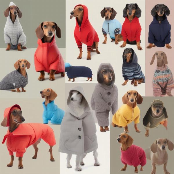 Variety of clothes for dachshunds