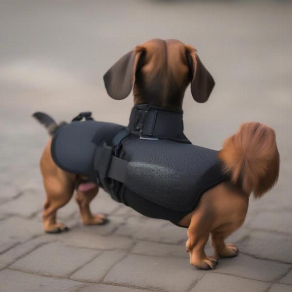 Dachshund with IVDD preventative brace